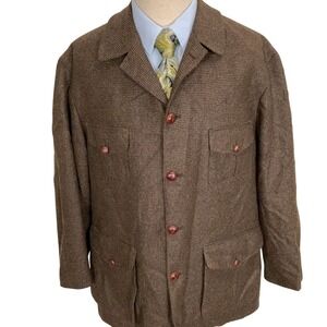 Empire Jacket Men 42-44R Brown Cashmere Tweed Leather Vent Casual Jacket
